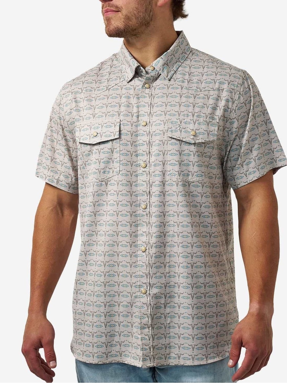 BURLEBO PERFORMANCE WESTERN SHIRT, SKULL RANCHER – LARGE